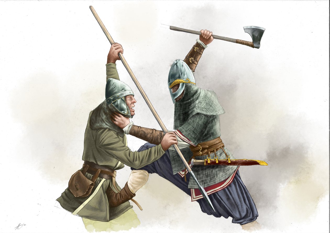 Guerriero vichingo in combattimento da Alessandro Lonati