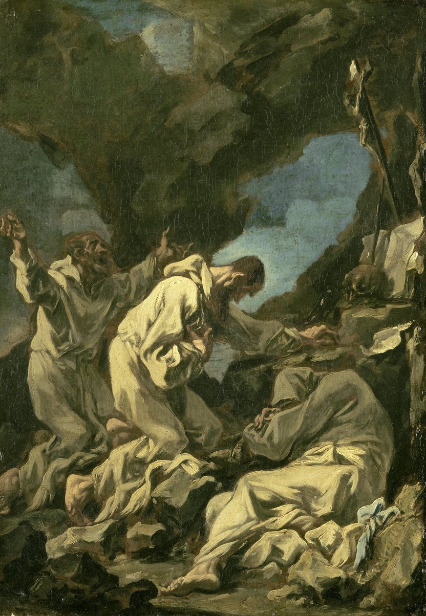 Tre monaci camaldolesi in preghiera estatica da Alessandro Magnasco