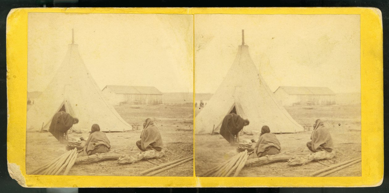 Donne indiane che cucinano davanti alla tenda di Spotted Tail, 1868 da Alexander Gardner