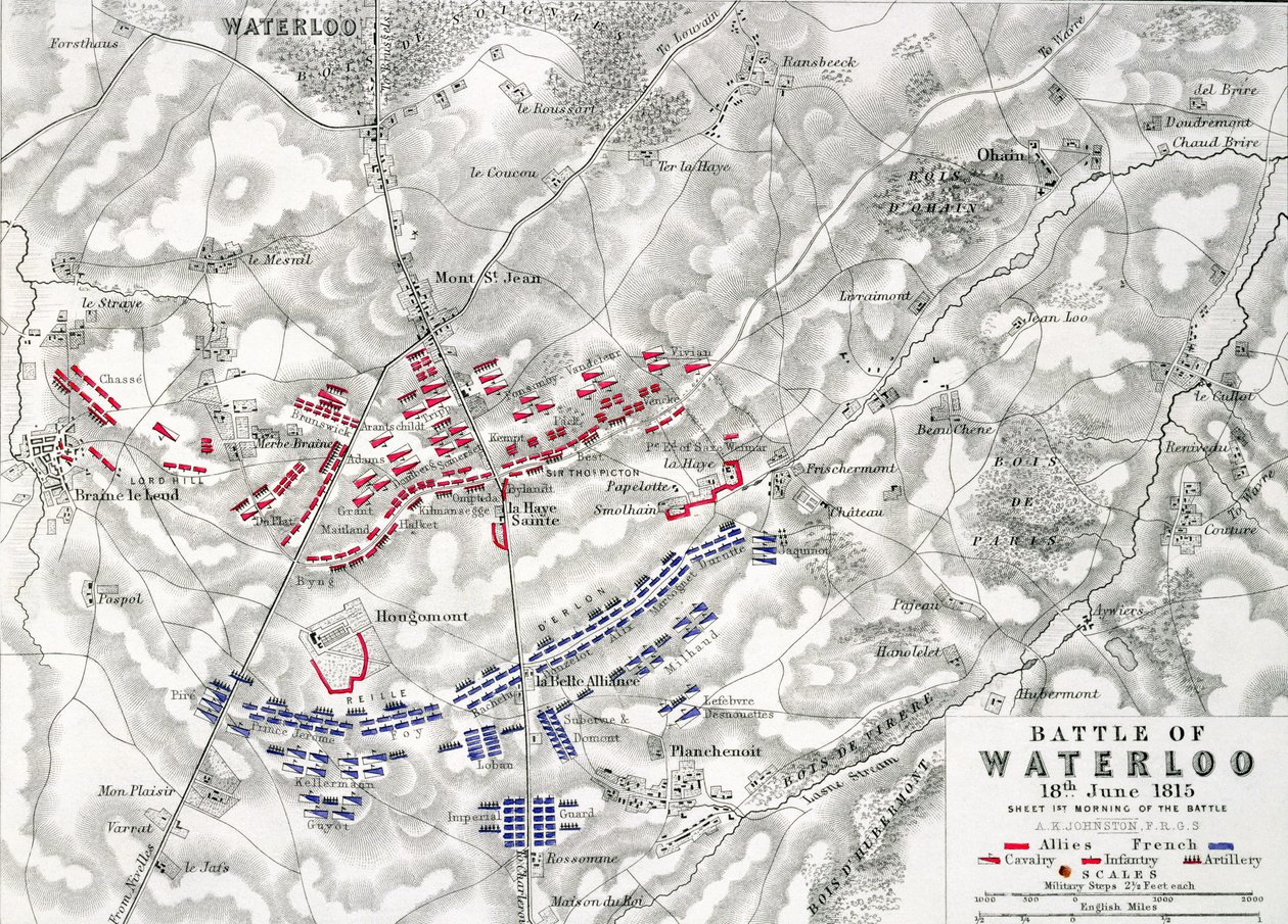 Battaglia di Waterloo, 18 giugno 1815, Foglio 1 da Alexander Keith Johnston