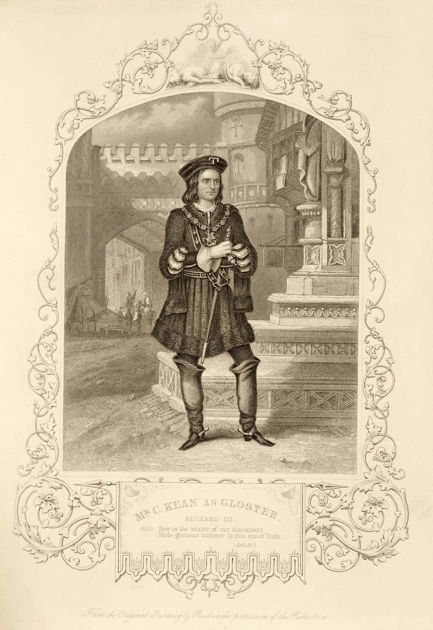 Mr C. Kean come Gloster, Atto I Scena 1, in Riccardo III, di William Shakespeare (1564-1616) da Alexander Reid