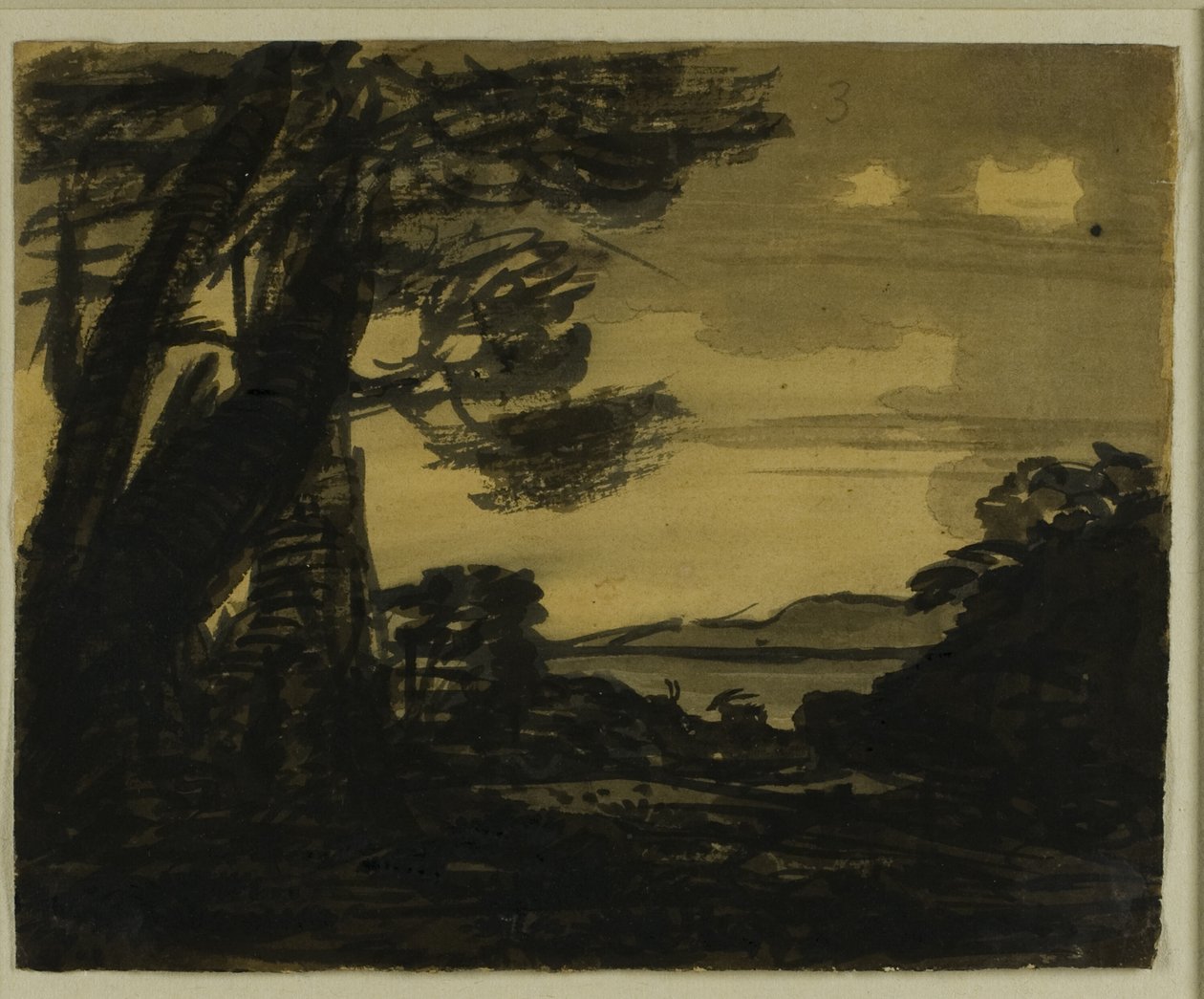 Capre sul bordo di un lago da Alexander Cozens
