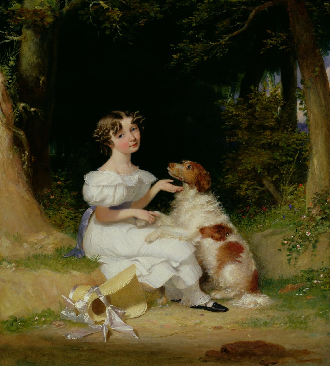Una giovane ragazza con il suo Spaniel da Alexander Mosses