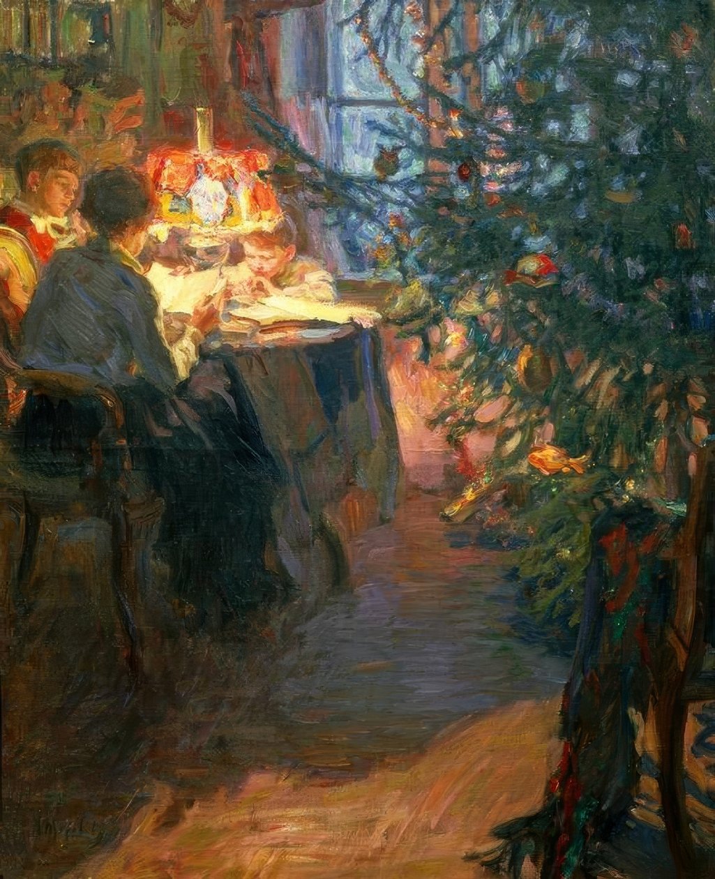 Albero di Natale in famiglia da Alexander Viktorowitsch Morawow