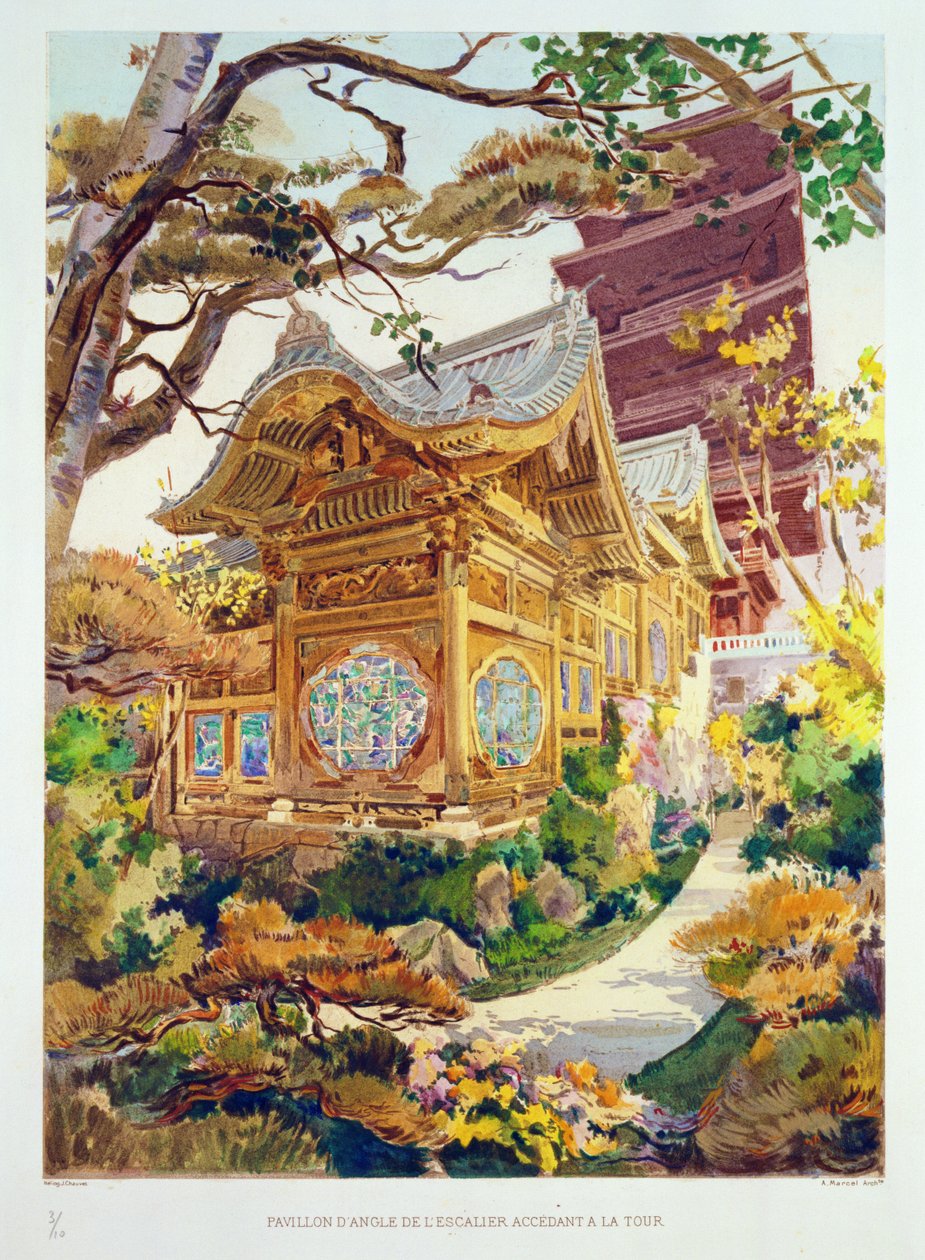 Torre giapponese e pagoda cinese nel Parco Reale di Laeken, Belgio, da 