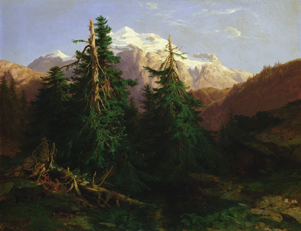 Ghiacciaio, Rosen Lanigletscher, 1854 da Alexandre Calame