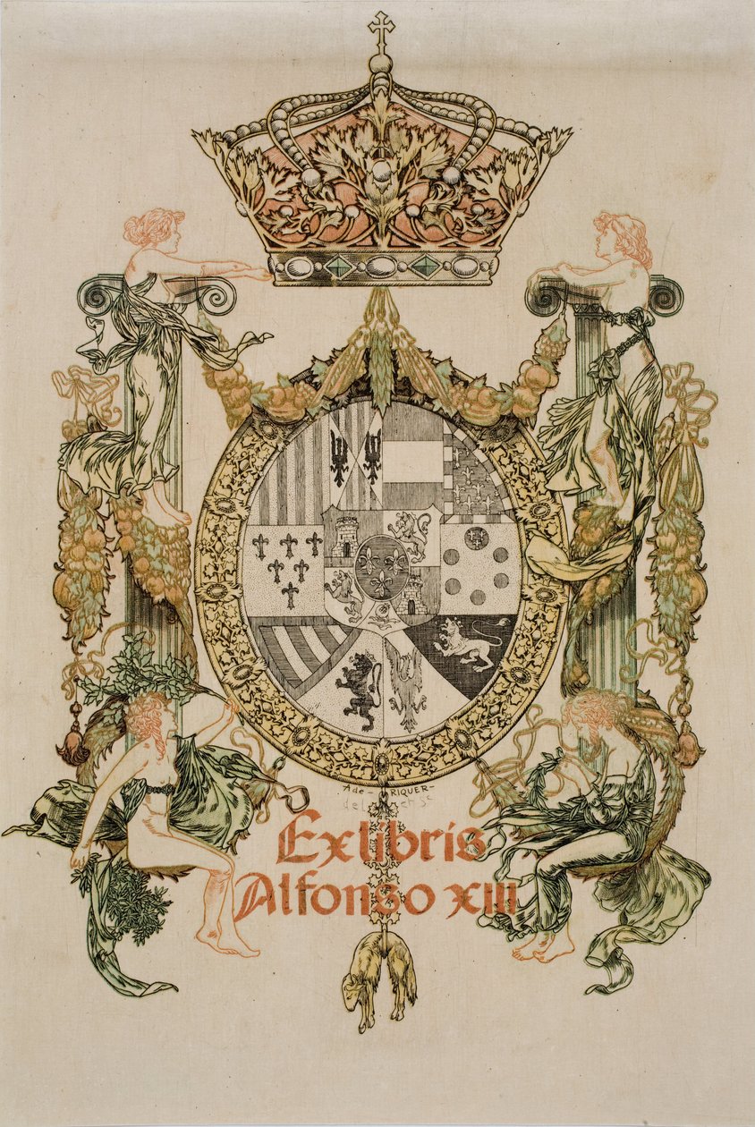 Ex libris di Alfonso XIII da Alexandre de Riquer