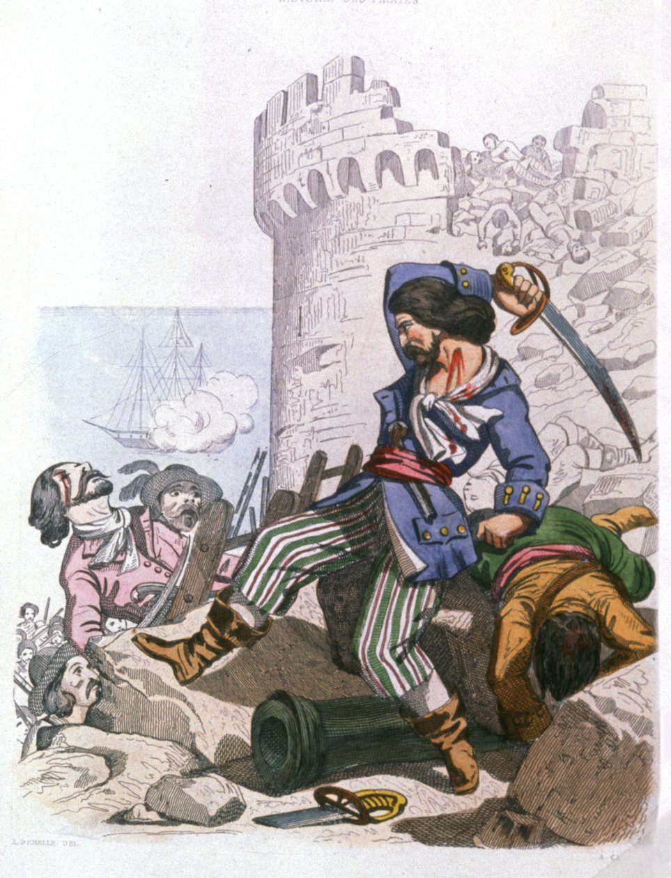Grammont, pirata francese, c. 1850 da Alexandre (after) Debelle