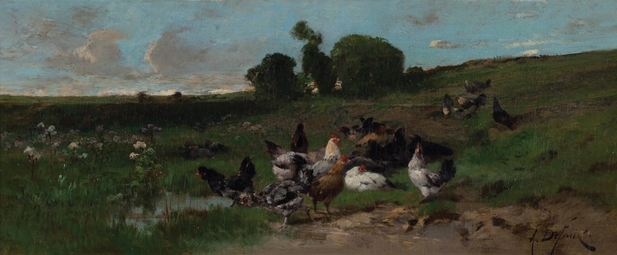 Paesaggio animato di galline da Alexandre Defaux