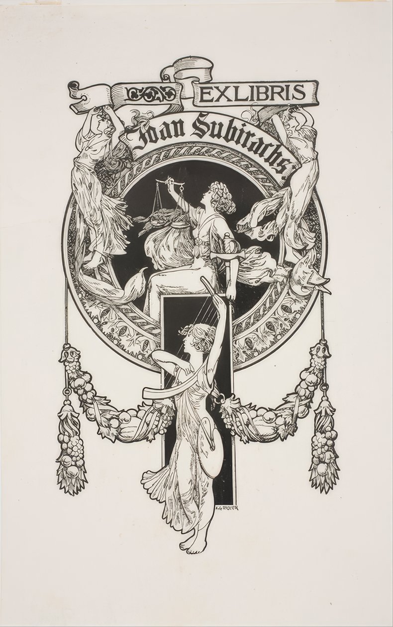 Ex libris di Joan Subirachs da Alexandre de Riquer