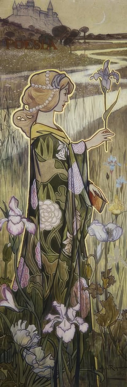 La Poesia. Olio. da Alexandre de Riquer