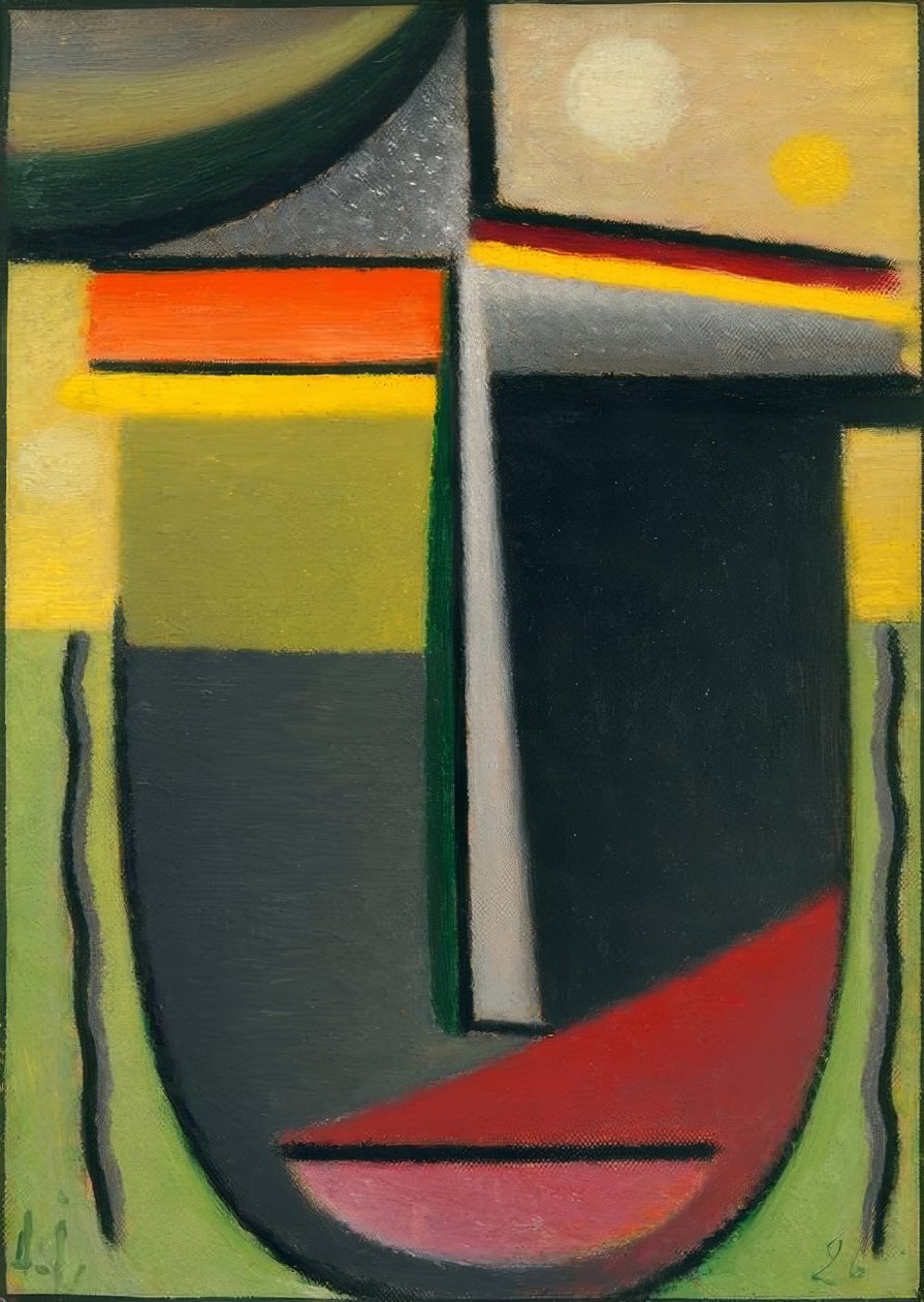 Testa astratta: Visione interiore verde - oro da Alexej von Jawlensky