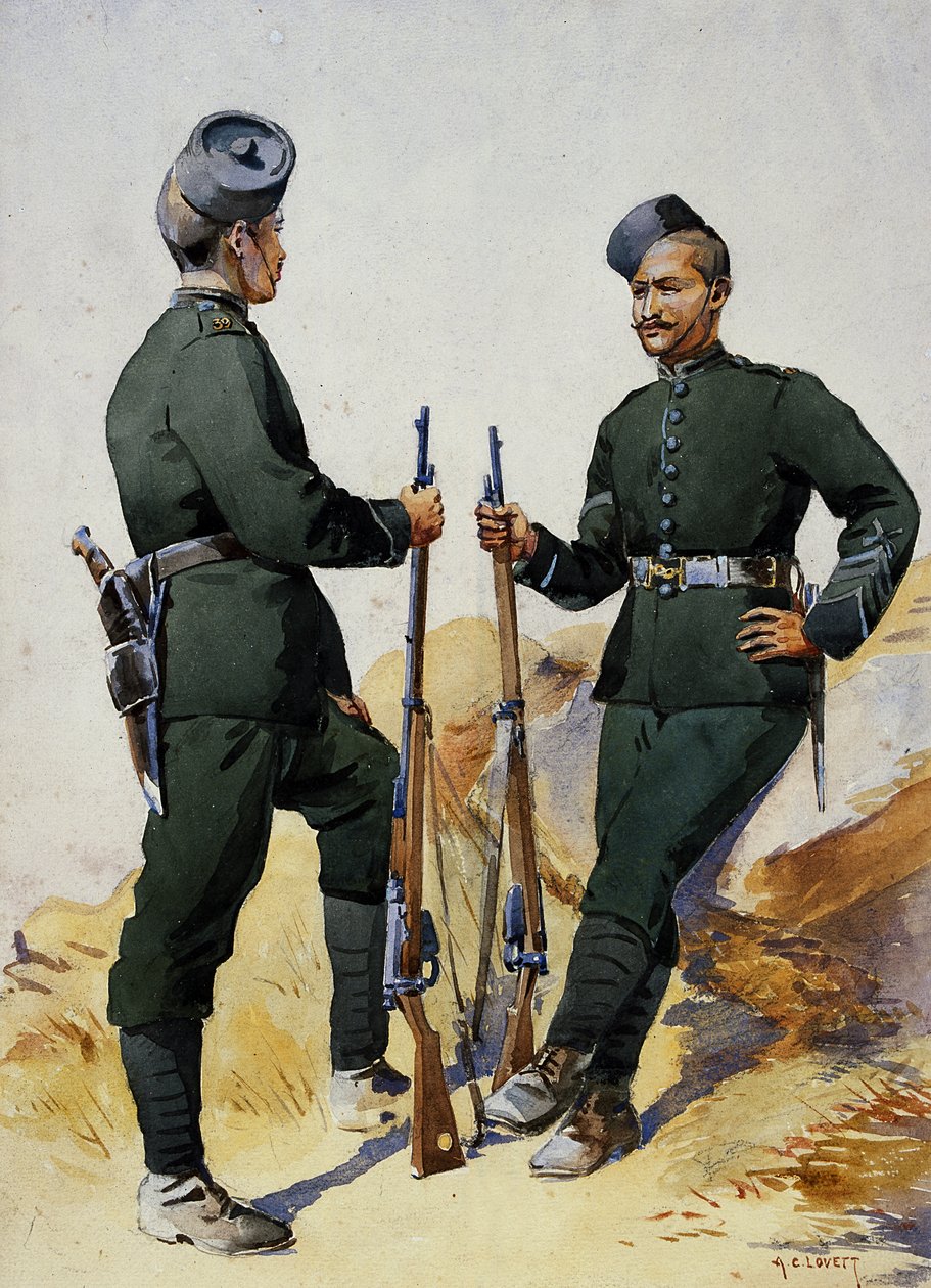 Soldati del 39° Garwhal Rifles, Garwhalis, illustrazione per 