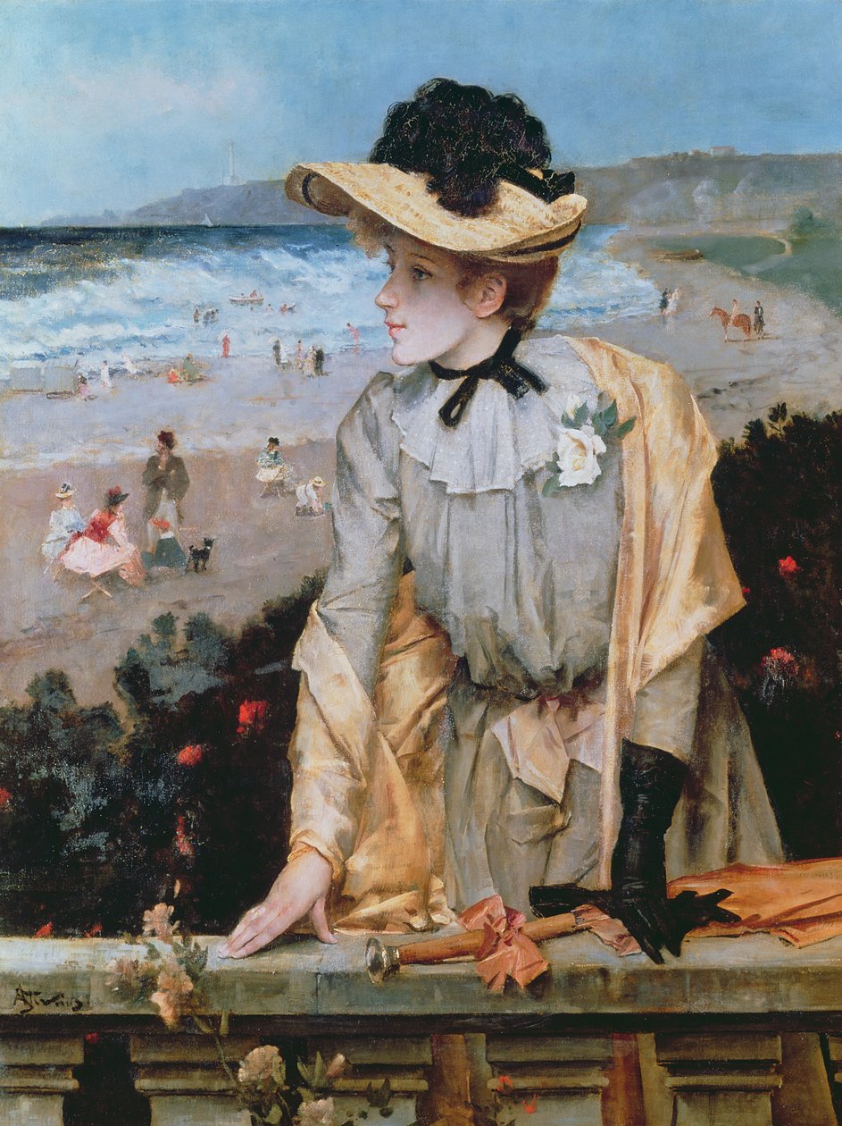 Giovane donna sulla spiaggia, o La parigina al mare da Alfred Emile Stevens