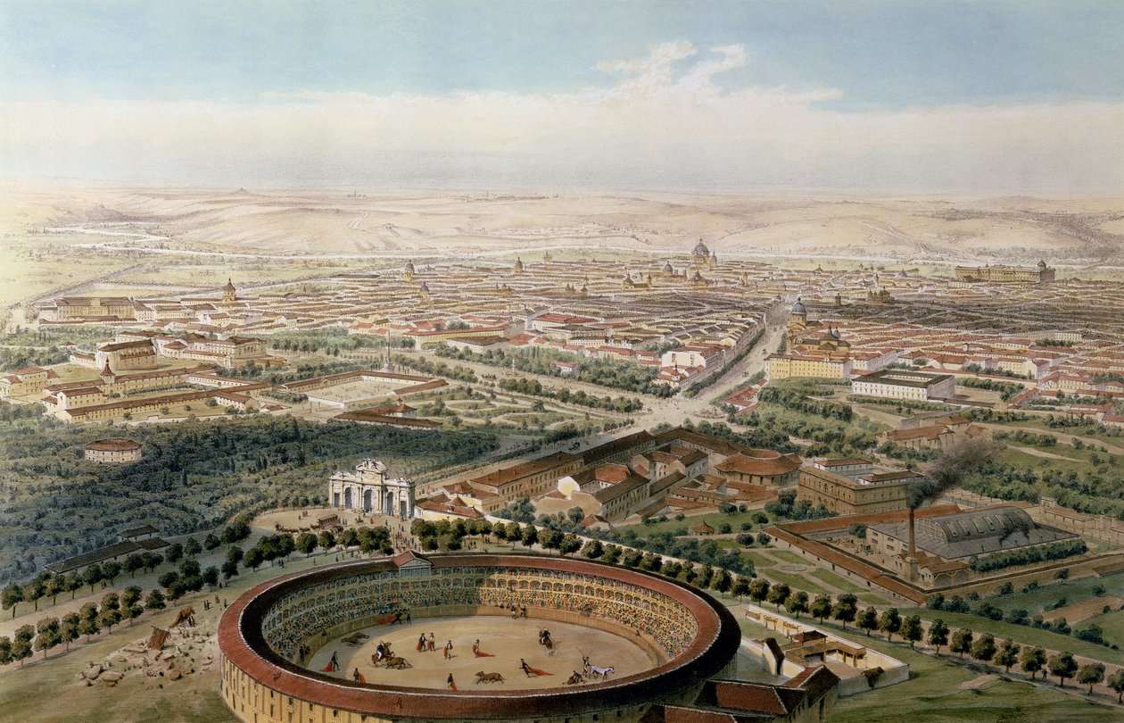 Veduta aerea di Madrid dalla Plaza de Toros, 1854 da Alfred Guesdon