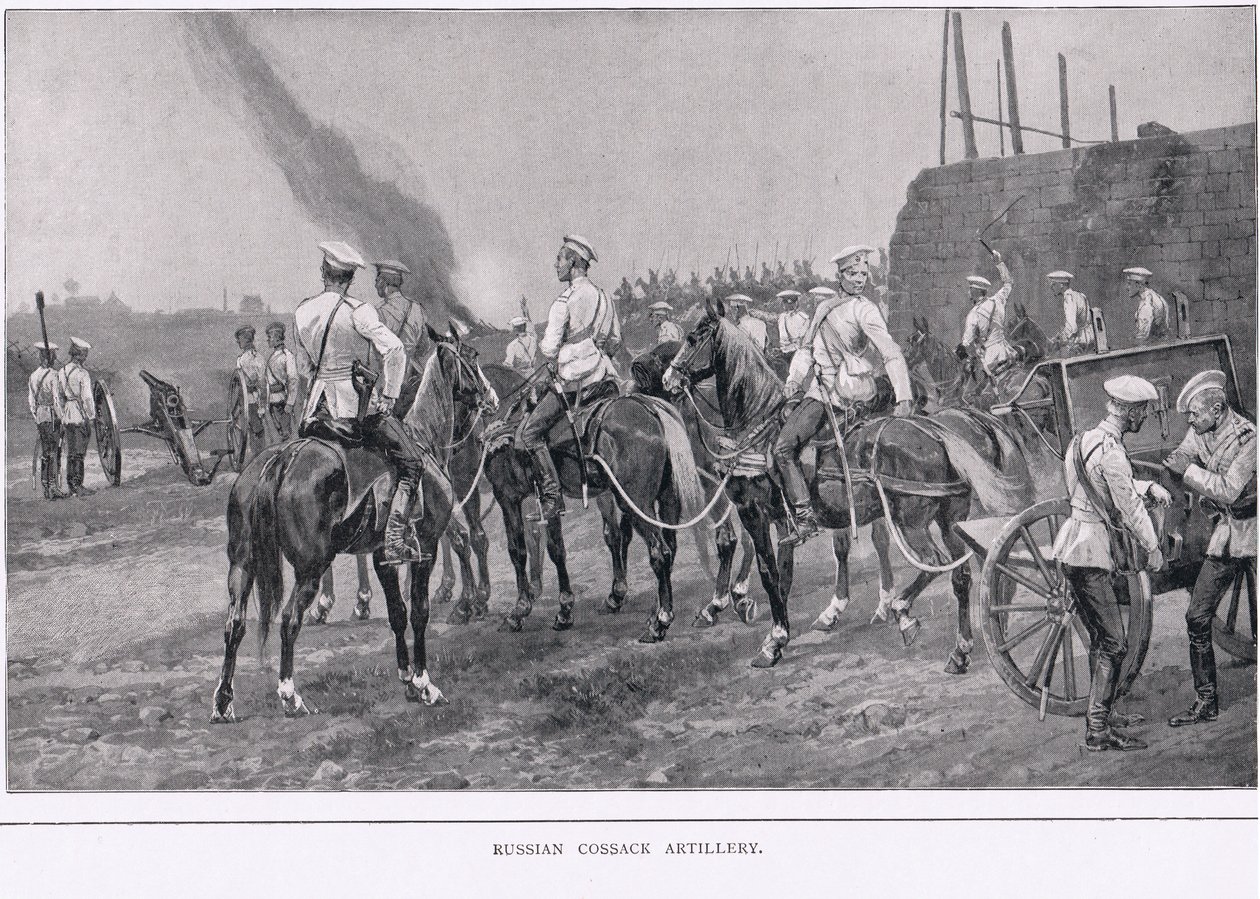 Artiglieria cosacca russa durante la guerra russo-giapponese da Alfred Pearse