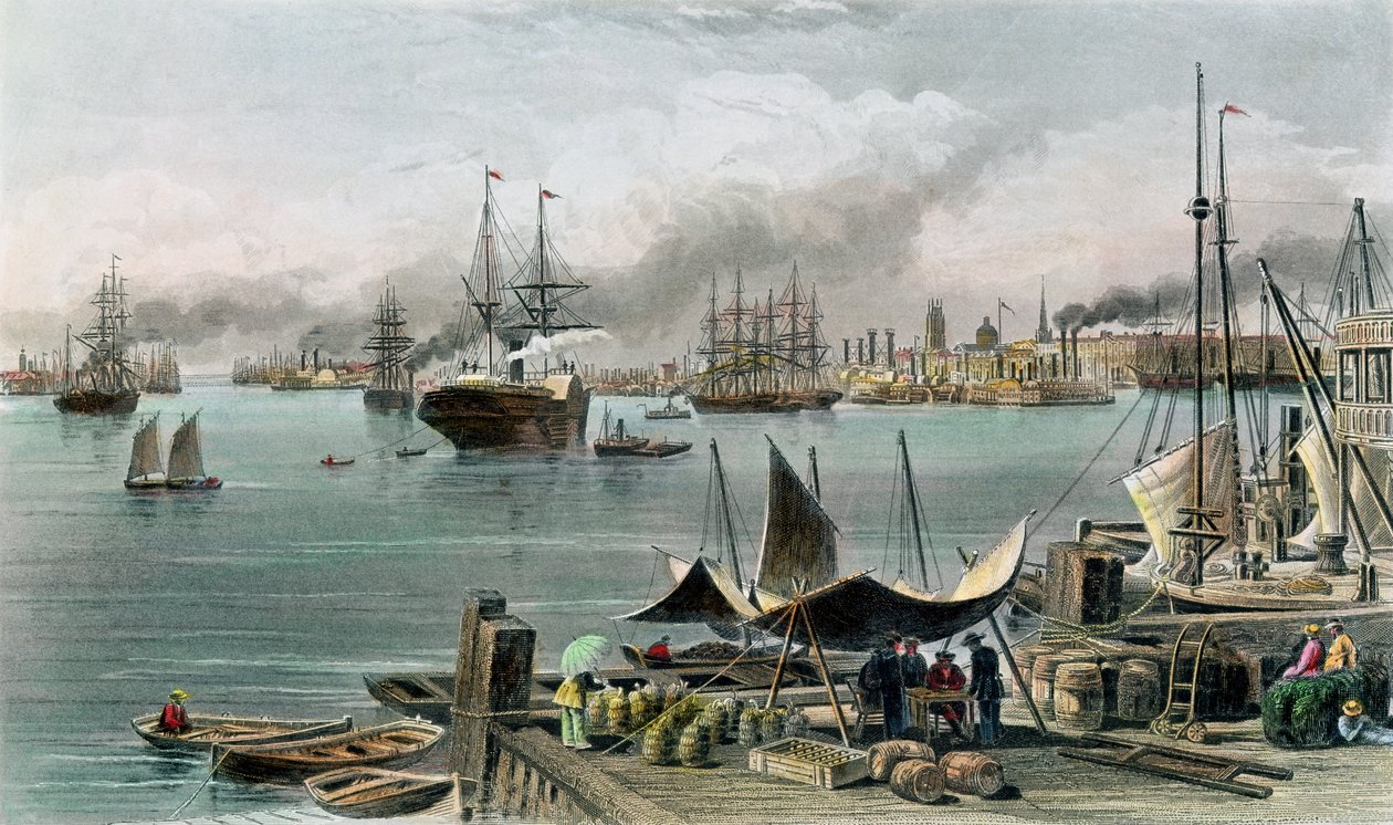 Porto di New Orleans, inciso da D.G. Thompson da Alfred Rudolph Waud