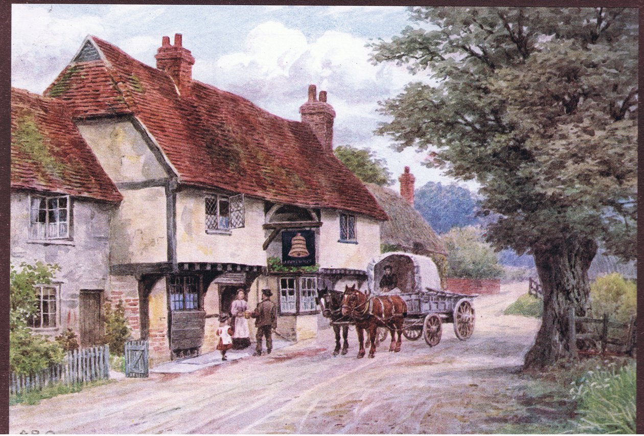 The Bell Inn, Waltham St Lawrence, da The Cottages and the Village Life of Rural England pubblicato da Dent & Sons Limited, 1912 da Alfred Robert Quinton