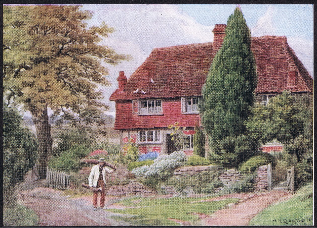 Tillington, vicino a Petworth, Sussex, da The Cottages and the Village Life of Rural England pubblicato da Dent & Sons Limited, 1912 da Alfred Robert Quinton
