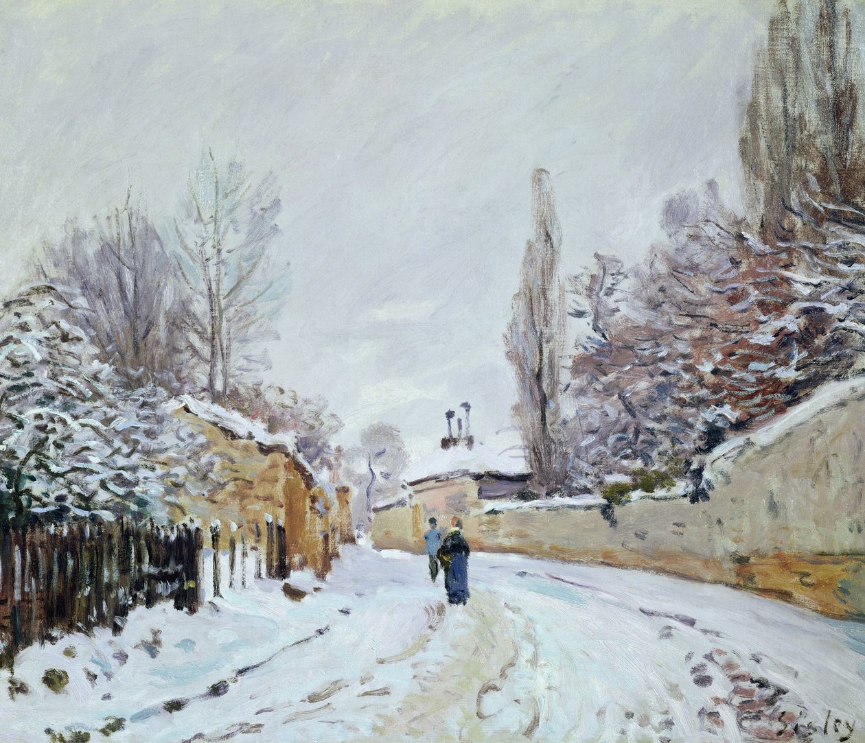 Strada sotto la neve, vicino a Louveciennes, 1876 da Alfred Sisley