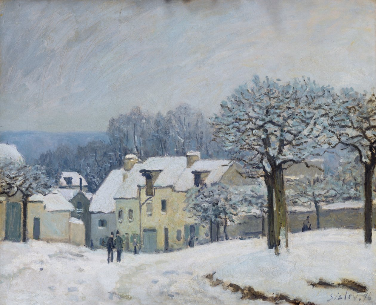 La Place du Chenil a Marly-le-Roi, Neve, 1876 da Alfred Sisley