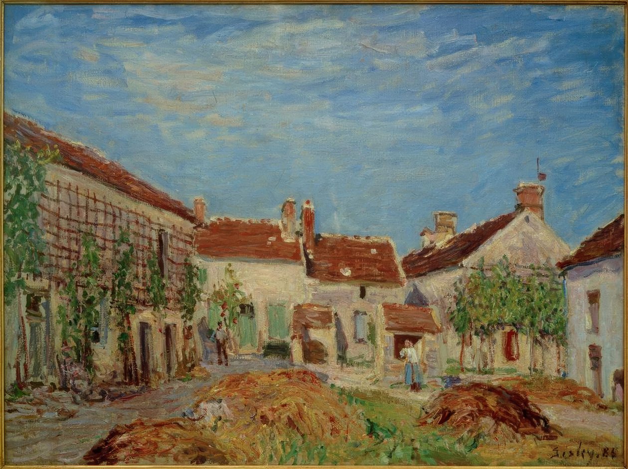 Un cortile a Sablons da Alfred Sisley