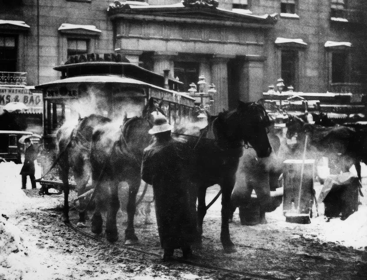 Tram a cavalli a New York, 1892 / Foto da Alfred Stieglitz