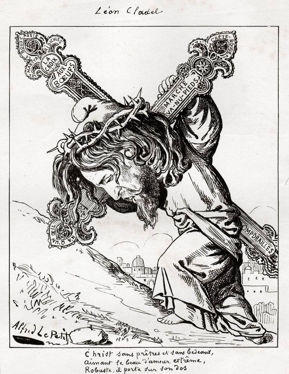 Caricatura di Leon Cladel da Alfred Le Petit