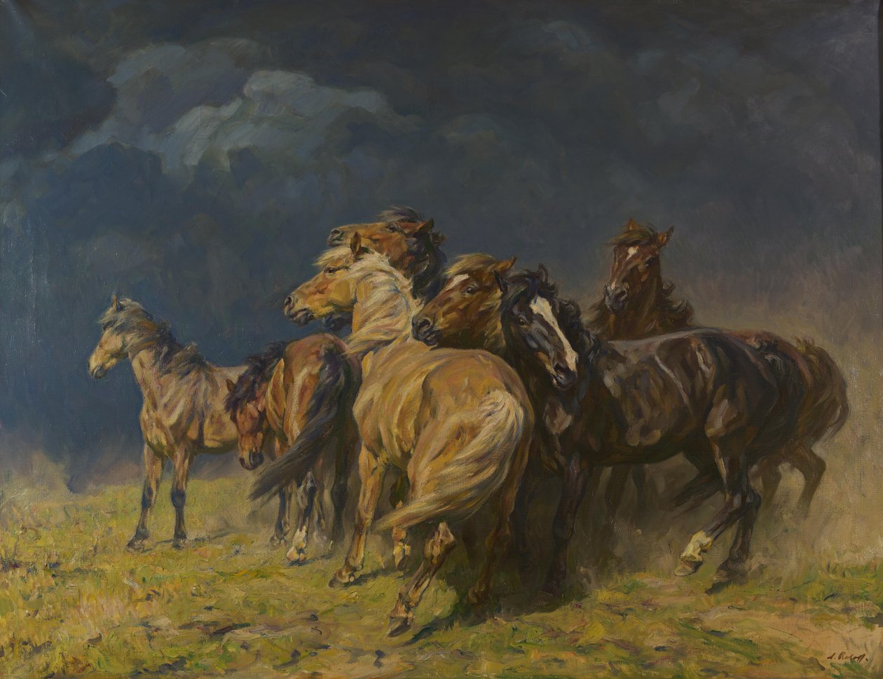 Cavalli con vento di burrasca da Alfred Roloff