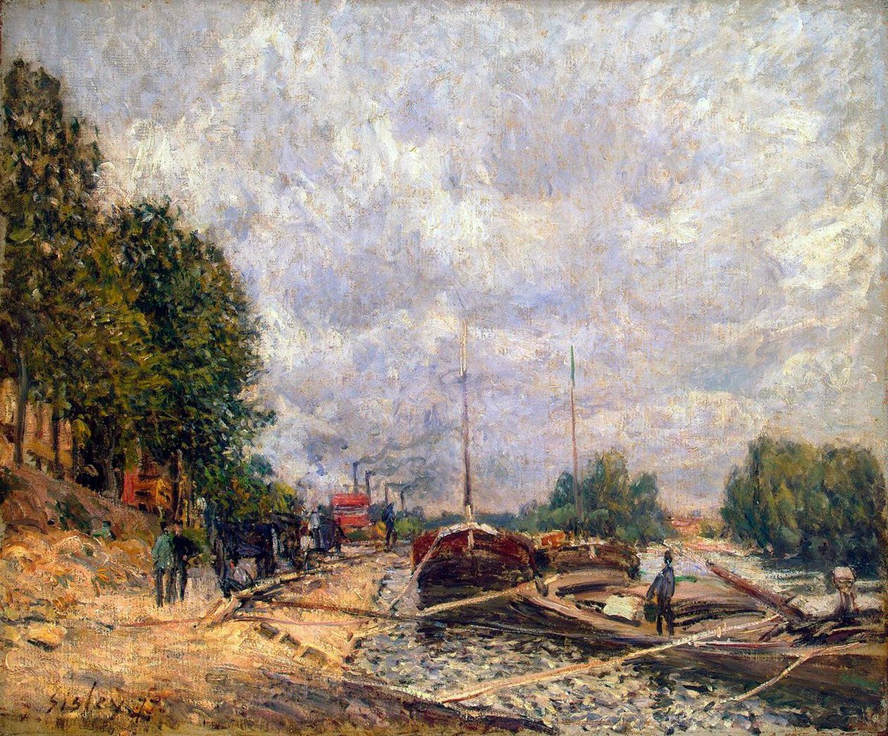 Chiatte a Billancourt, 1877 da Alfred Sisley