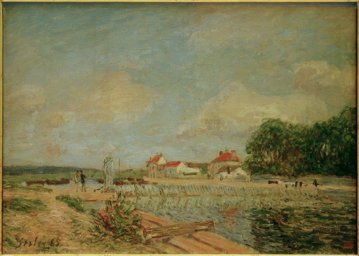 La diga del Loing a Saint-Mammès da Alfred Sisley