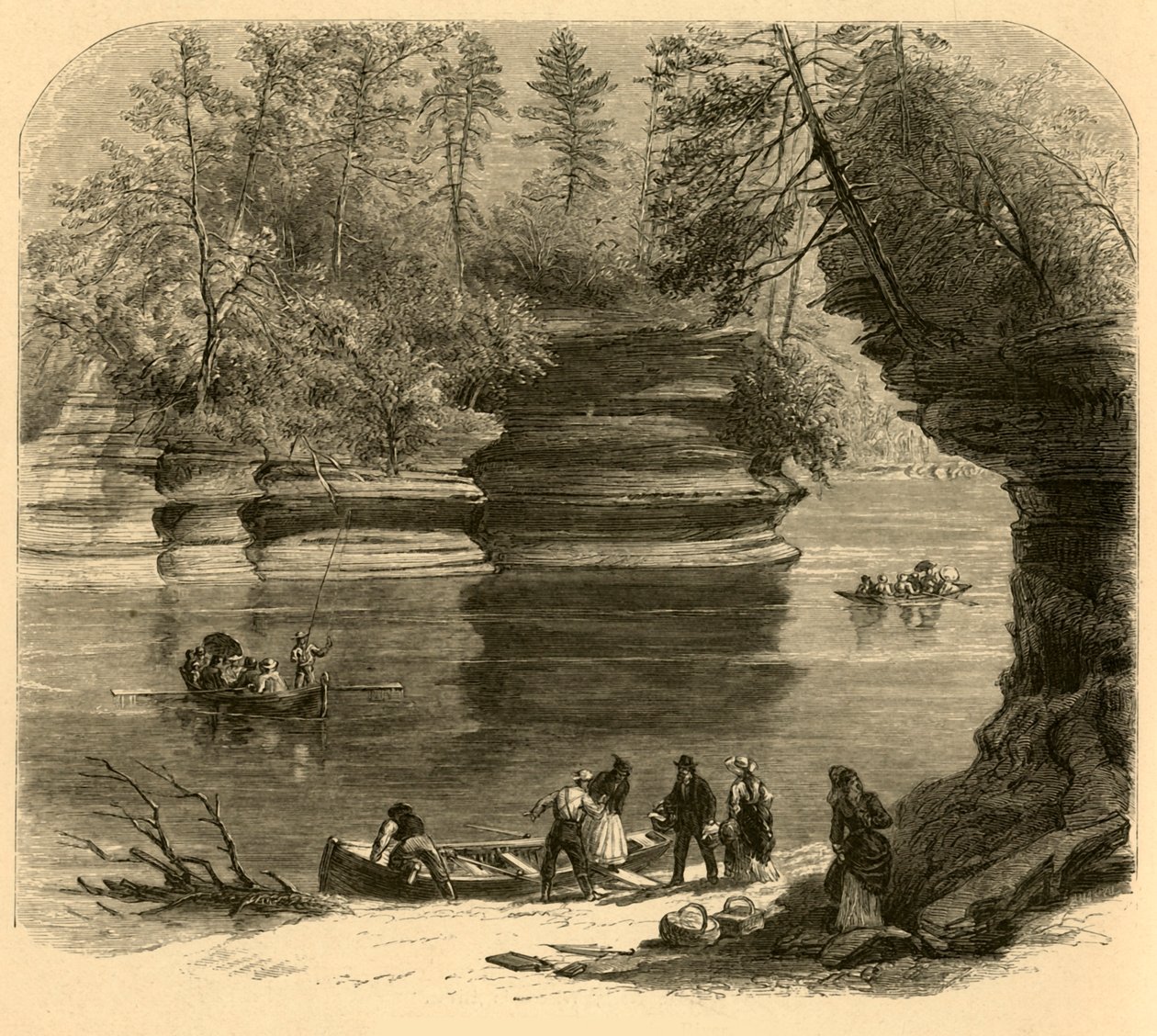 Steamboat Rock, Fiume Wisconsin da Alfred Rudolph Waud