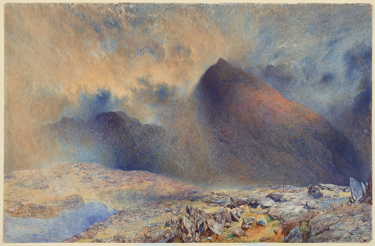 Il Monte Snowdon attraverso le nuvole che si diradano da Alfred William Hunt