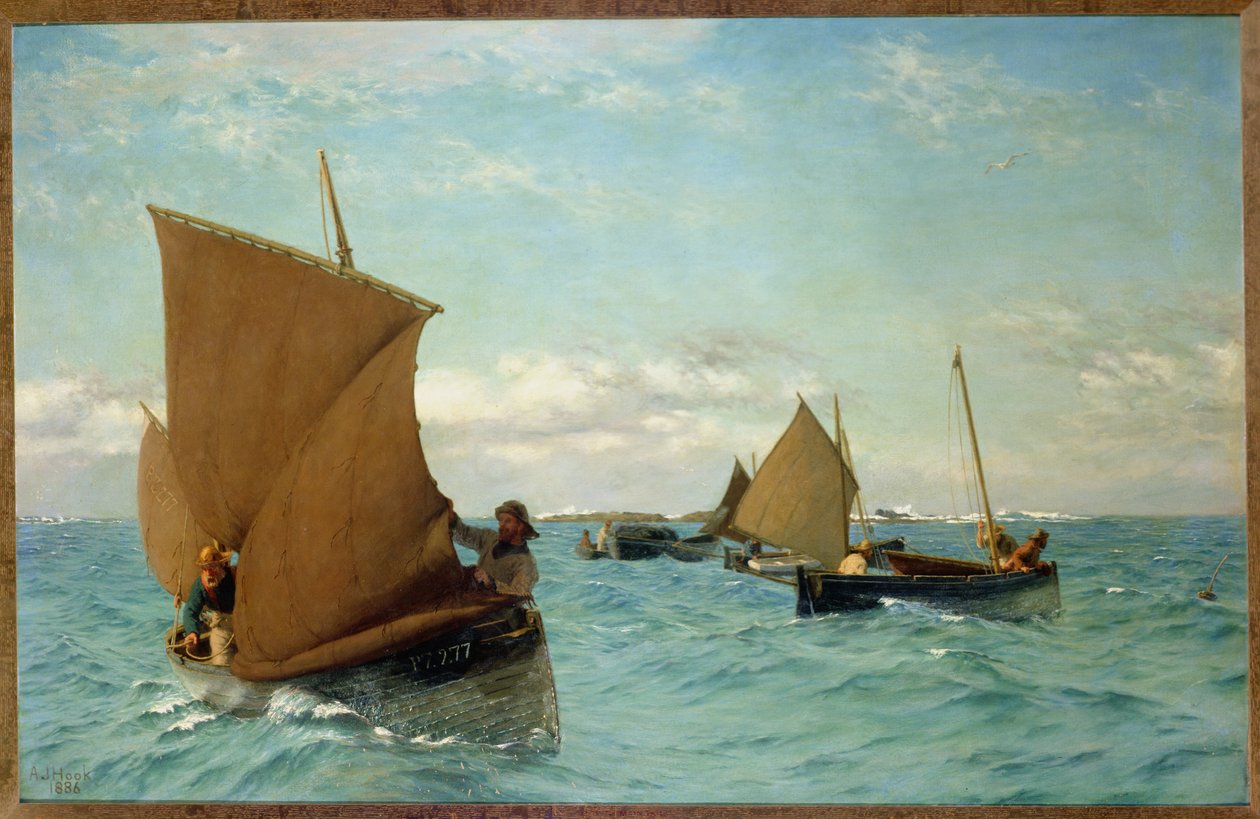 Luggers che prendono ormeggi, 1886 da Allan J. Hook