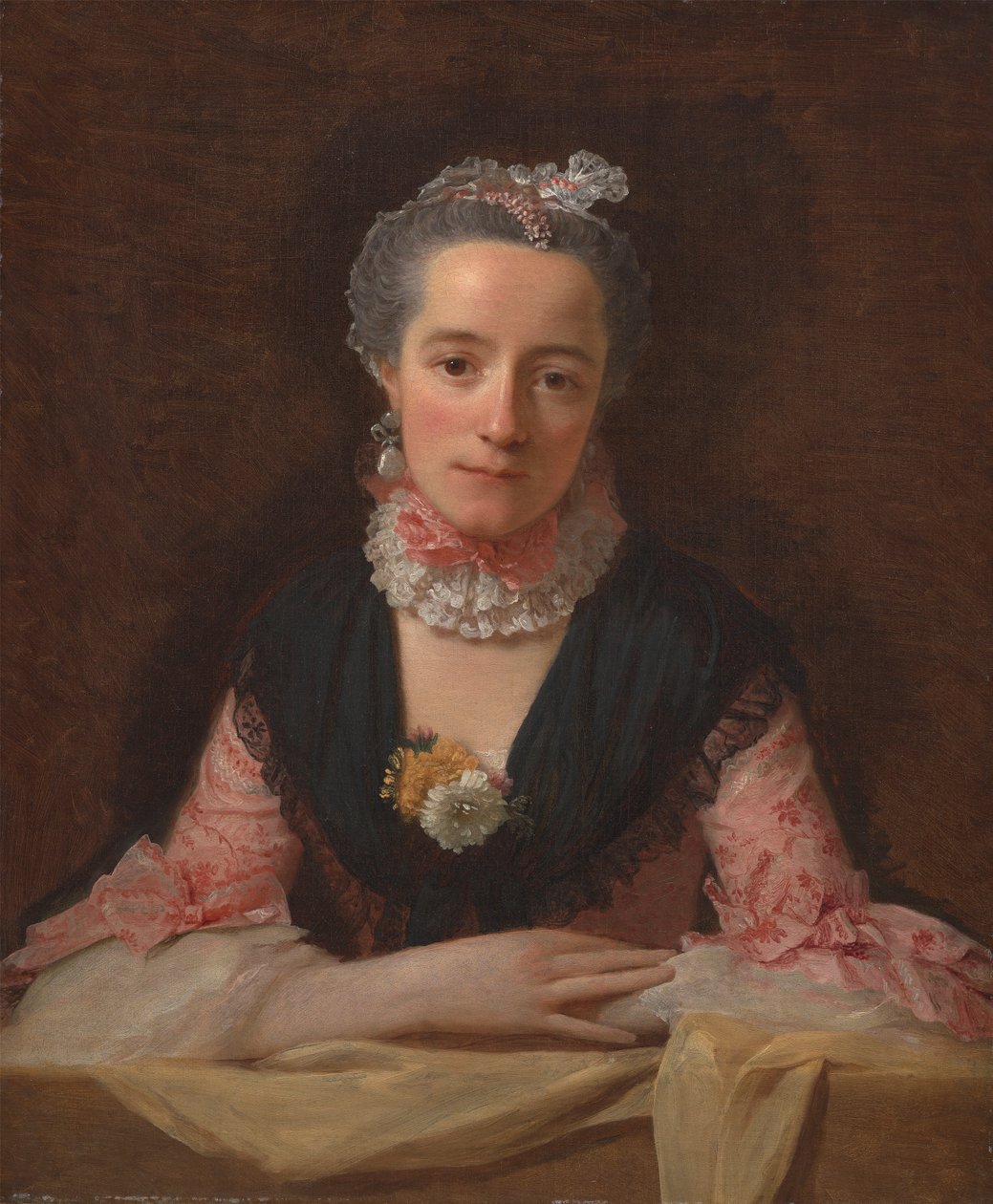 Dama in un vestito di seta rosa da Allan Ramsay