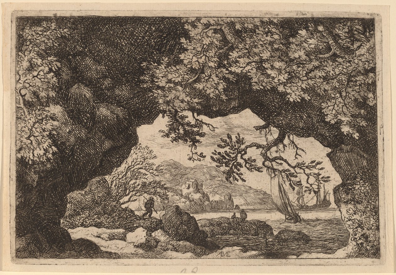Vista attraverso una Roccia Forata da Allart van Everdingen