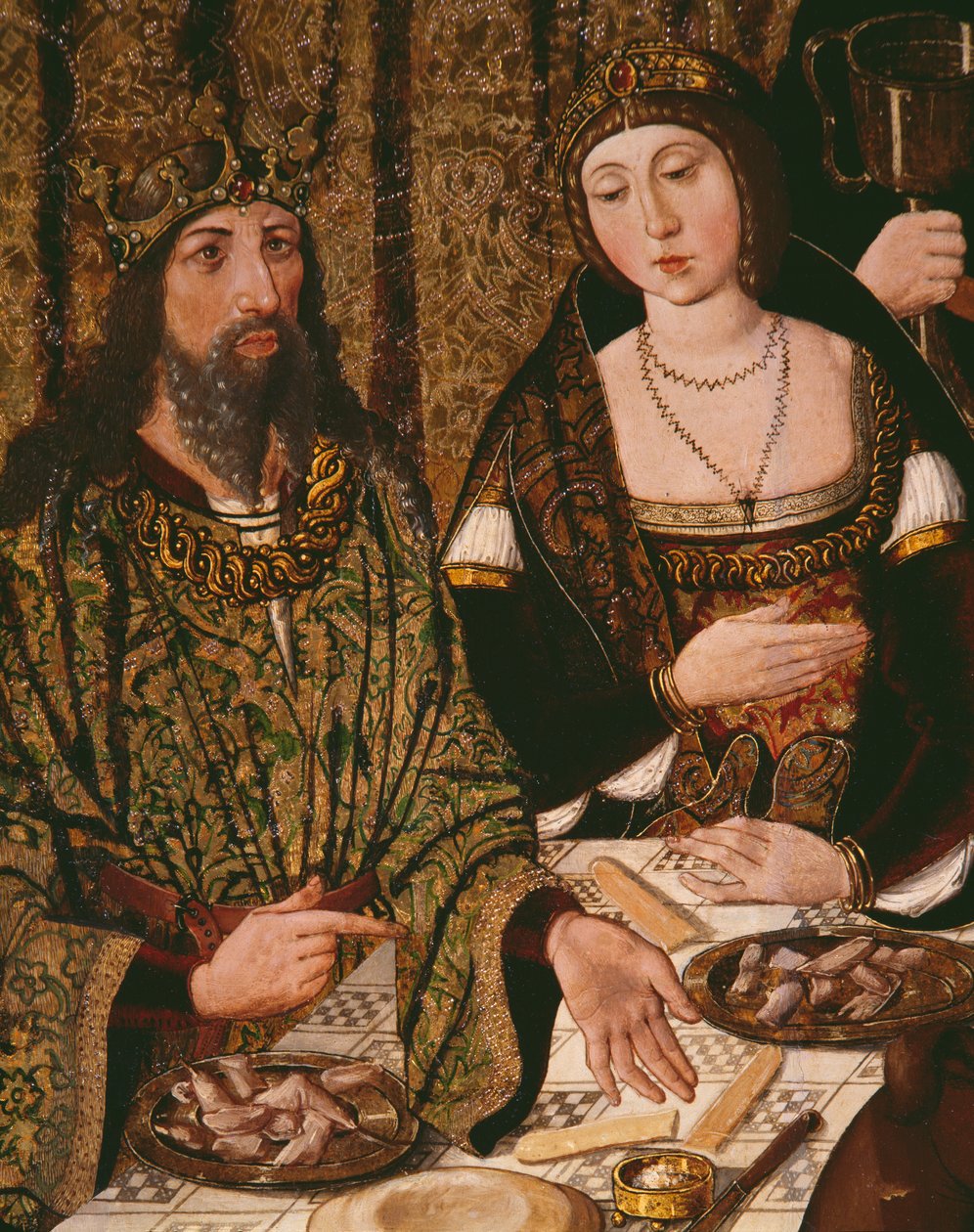 Vita di San Tommaso in India, il banchetto nuziale del figlio del re di Andropolis (dettaglio) da Alonso de Sedano