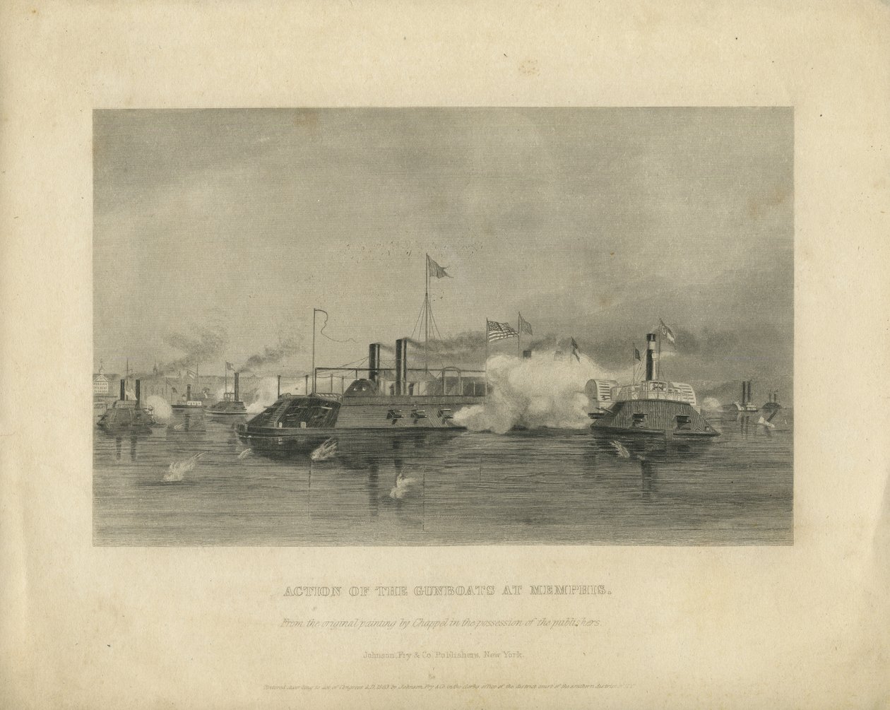 Azione delle Cannoniere a Memphis, c.1865 da Alonzo Chappel