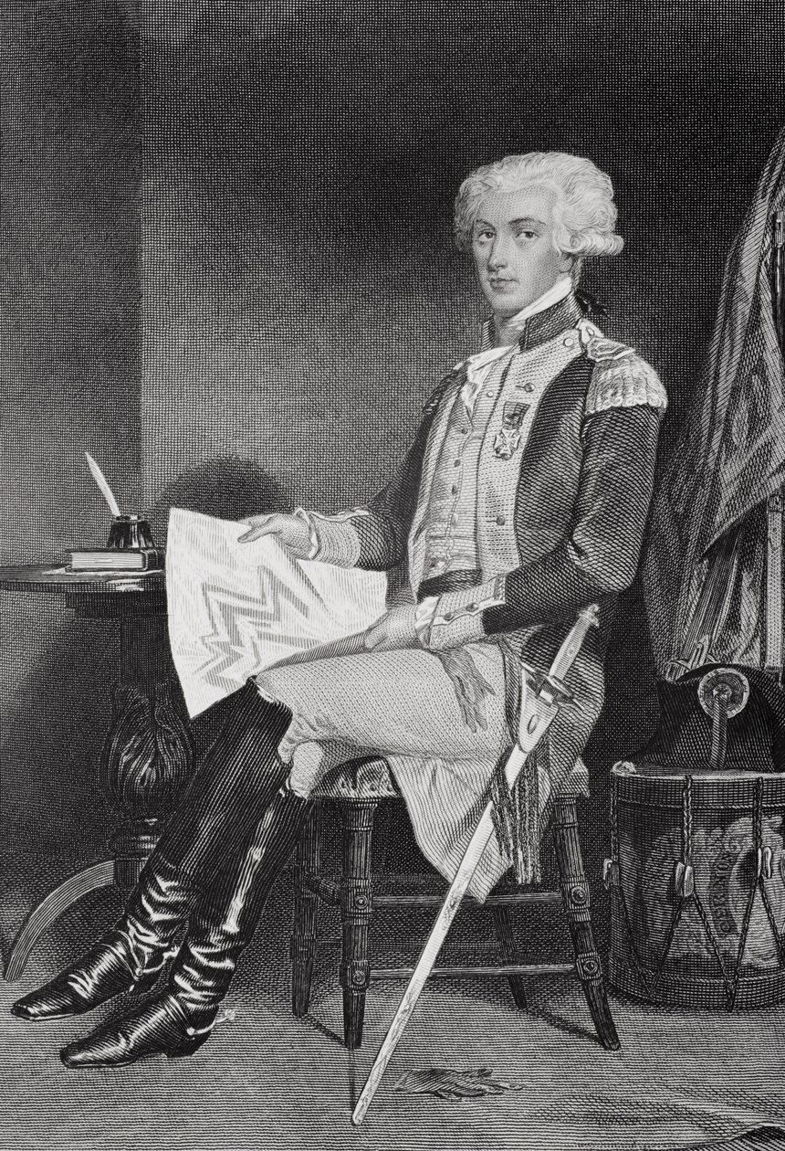 Ritratto di Marie-Joseph-Paul-Yves-Roch-Gilbert Du Motier, Marchese de La Fayette (o Lafayette) (1757-1834) da Alonzo Chappel