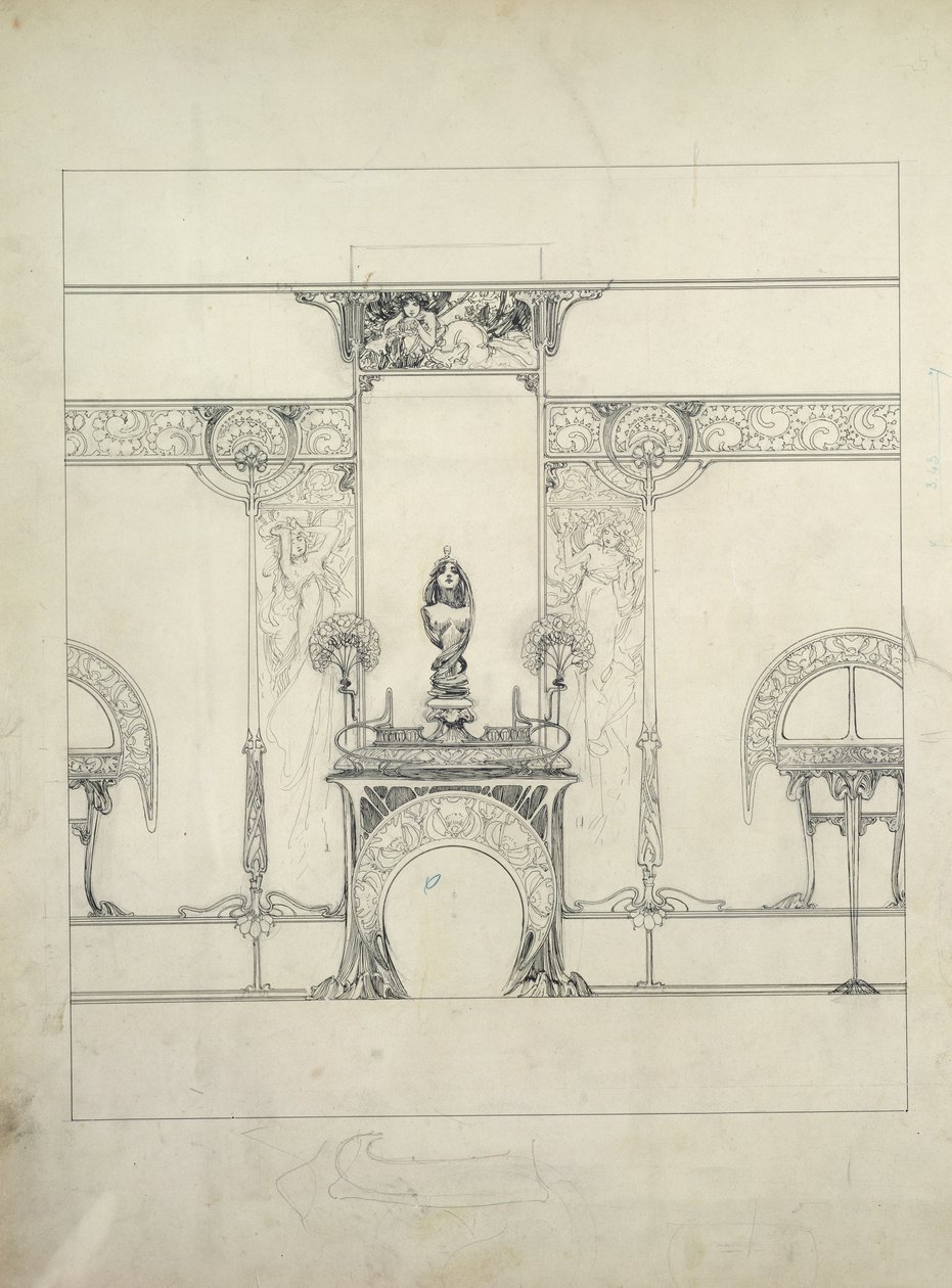 Design per il decoro dei gioiellieri Fouquet, 6 rue Royale, Parigi da Alphonse Mucha