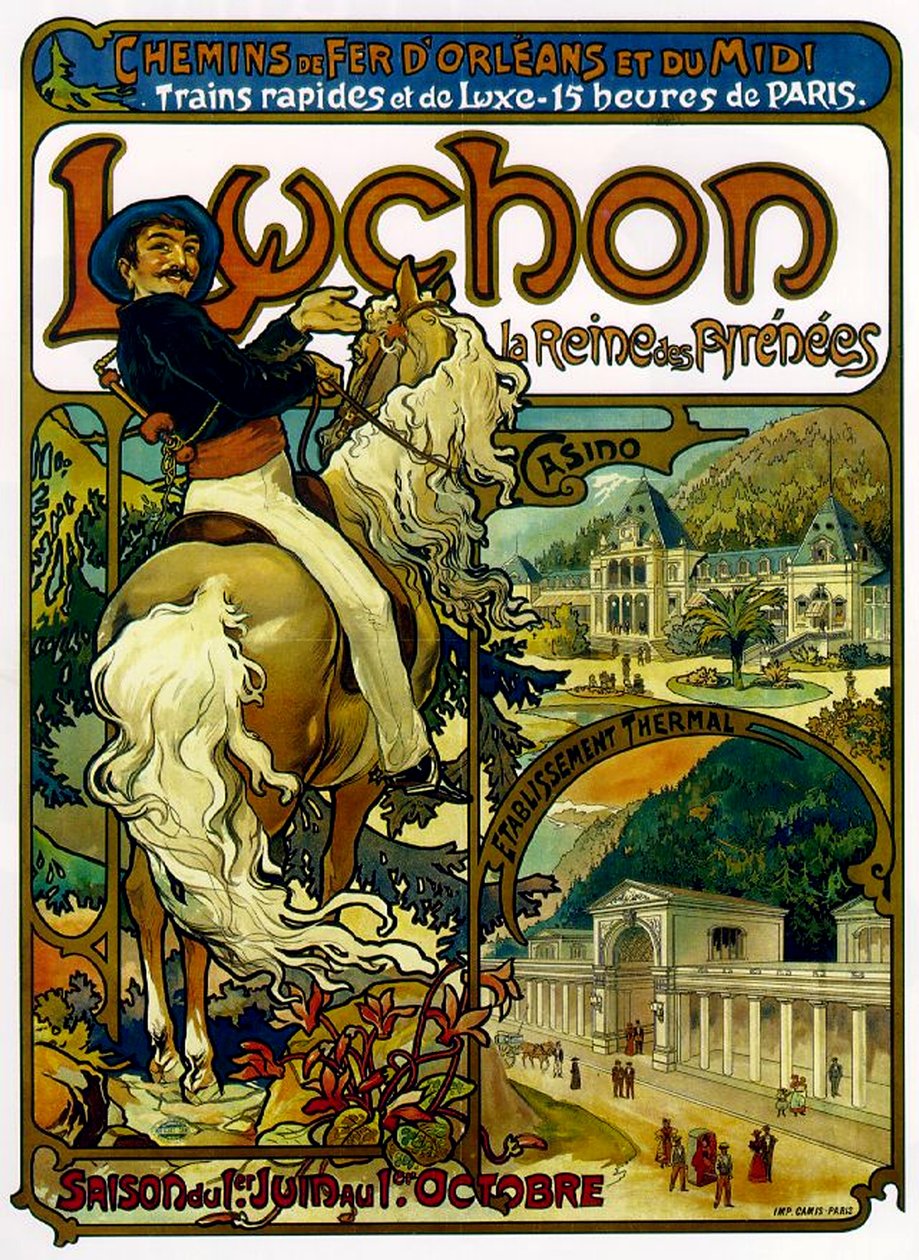 Poster per i treni per Luchon, Francia, 1895 da Alphonse Mucha