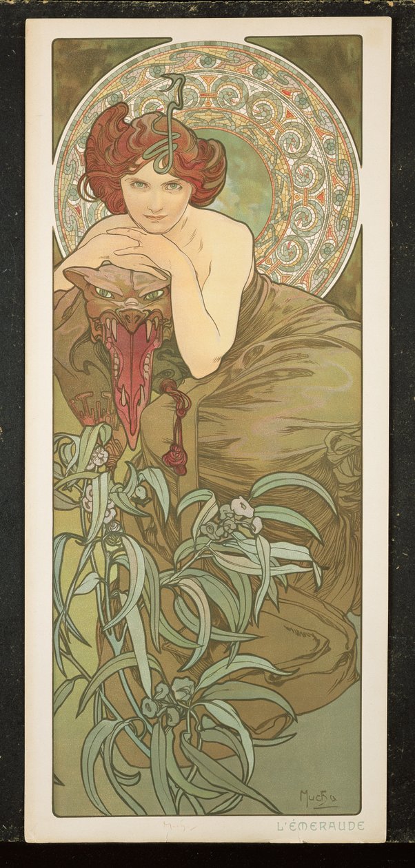 Le pietre preziose: Smeraldo, 1900 da Alphonse Mucha