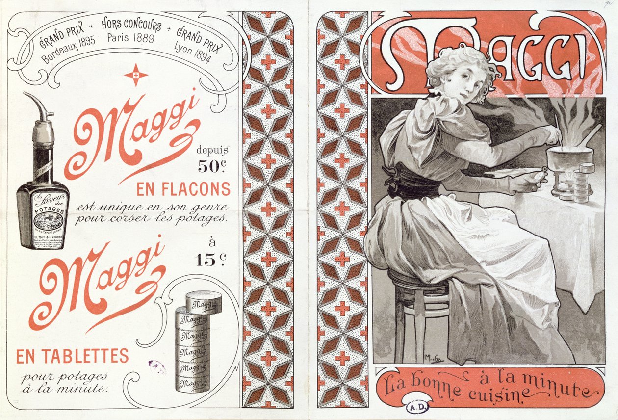 Pubblicità per Maggi, fine XIX secolo da Alphonse Mucha