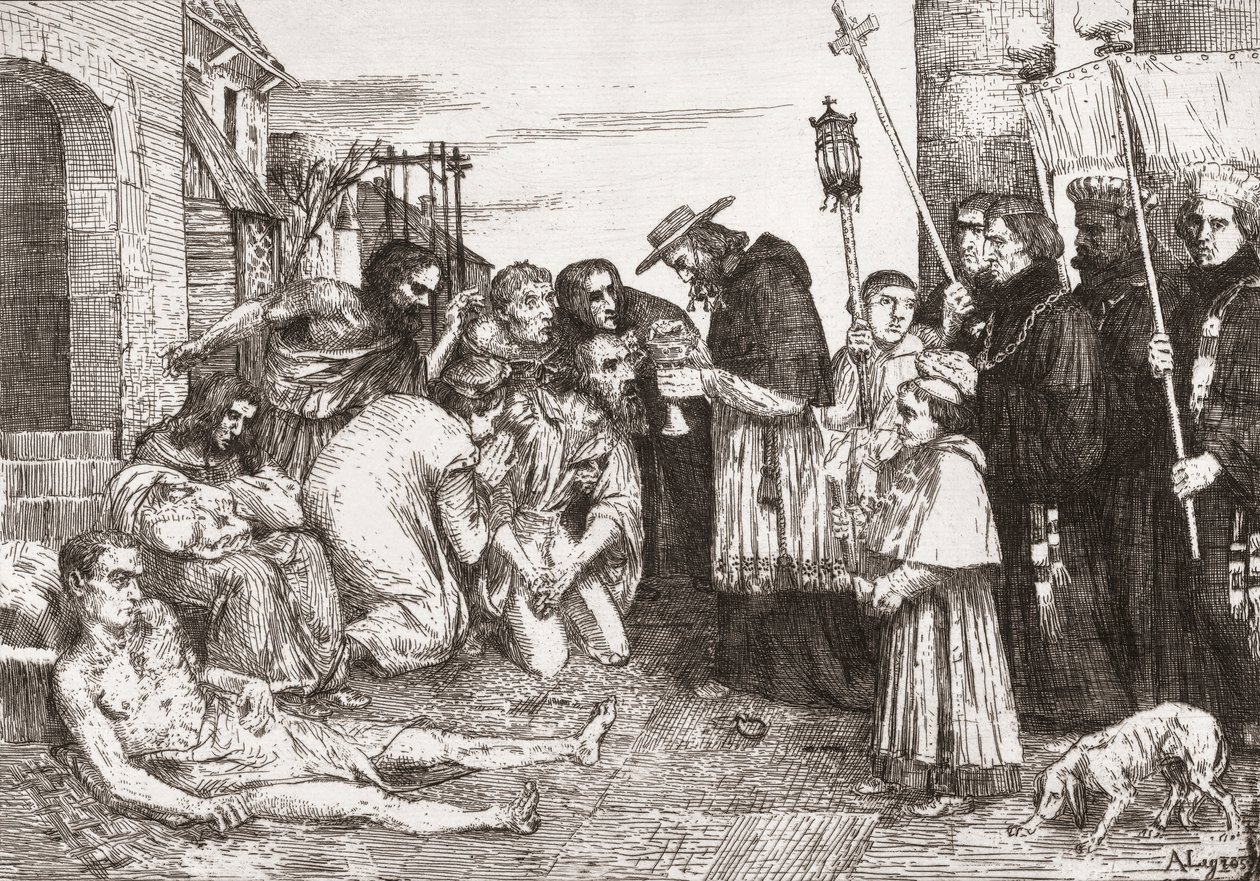 Vittime della peste di Roma da Alphonse (after) Legros