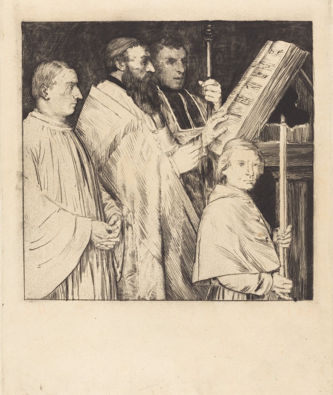 Cantori, 1ª tavola (Le lutrin) da Alphonse Legros