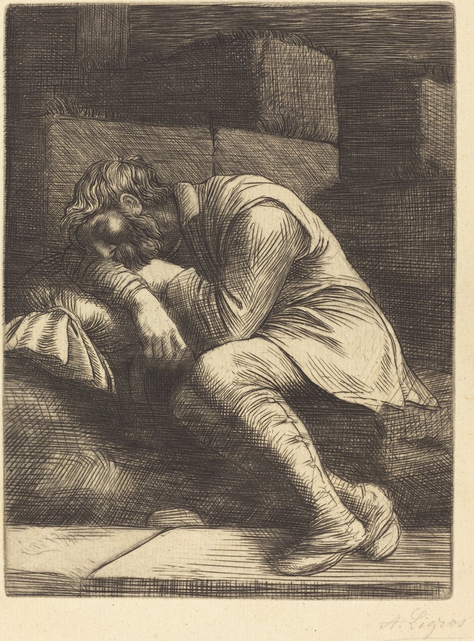 Mendicante addormentato da Alphonse Legros