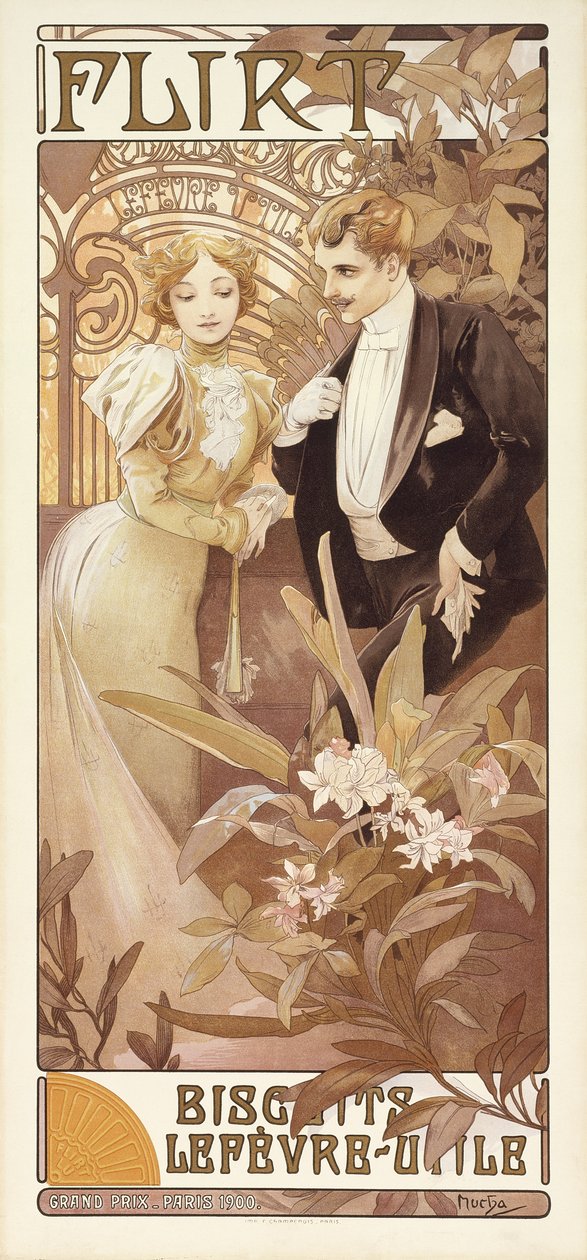 Flirt, c.1895-1900 da Alphonse Mucha