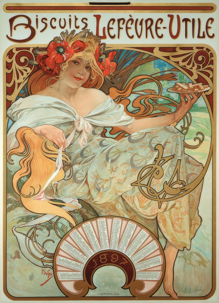 Biscotti Lefèvre-Utile da Alphonse Mucha
