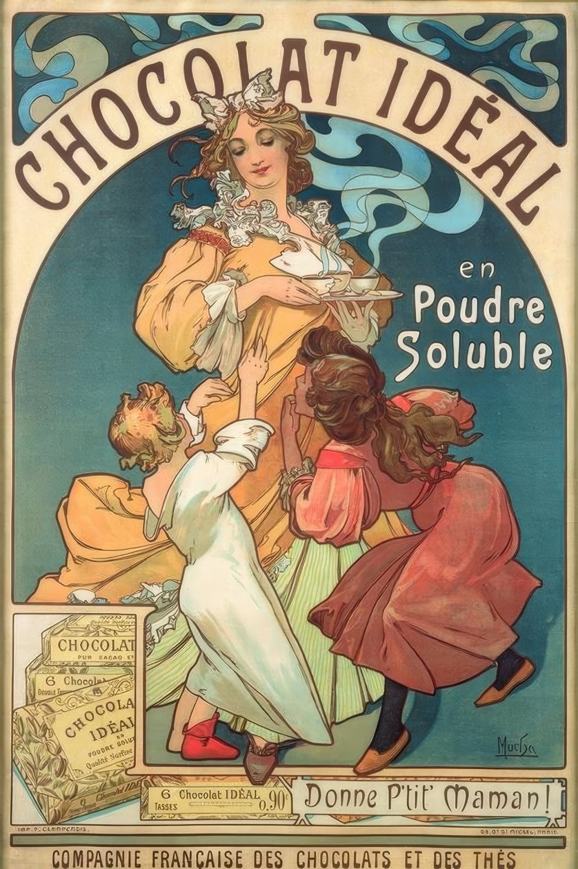 Cioccolato ideale in polvere solubile da Alphonse Mucha