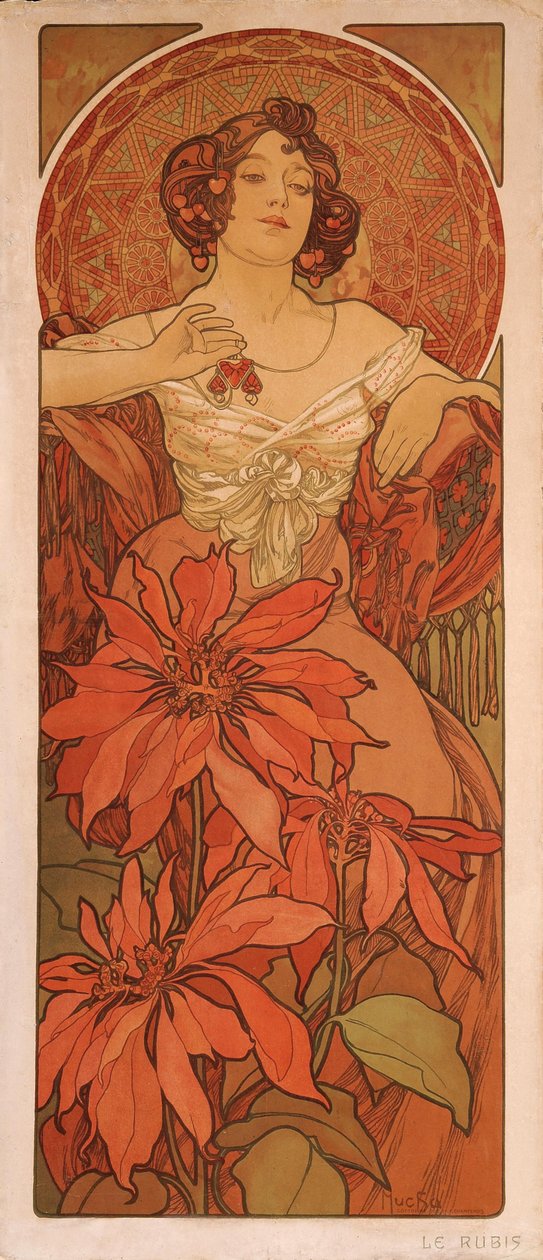 Rubino Dalla serie Le gemme da Alphonse Mucha